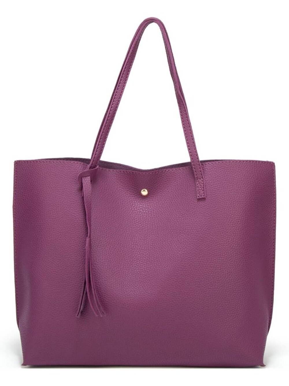 Women's Purple Soft Faux Leather Tassel Style Handbag Tote Shoulder Bag